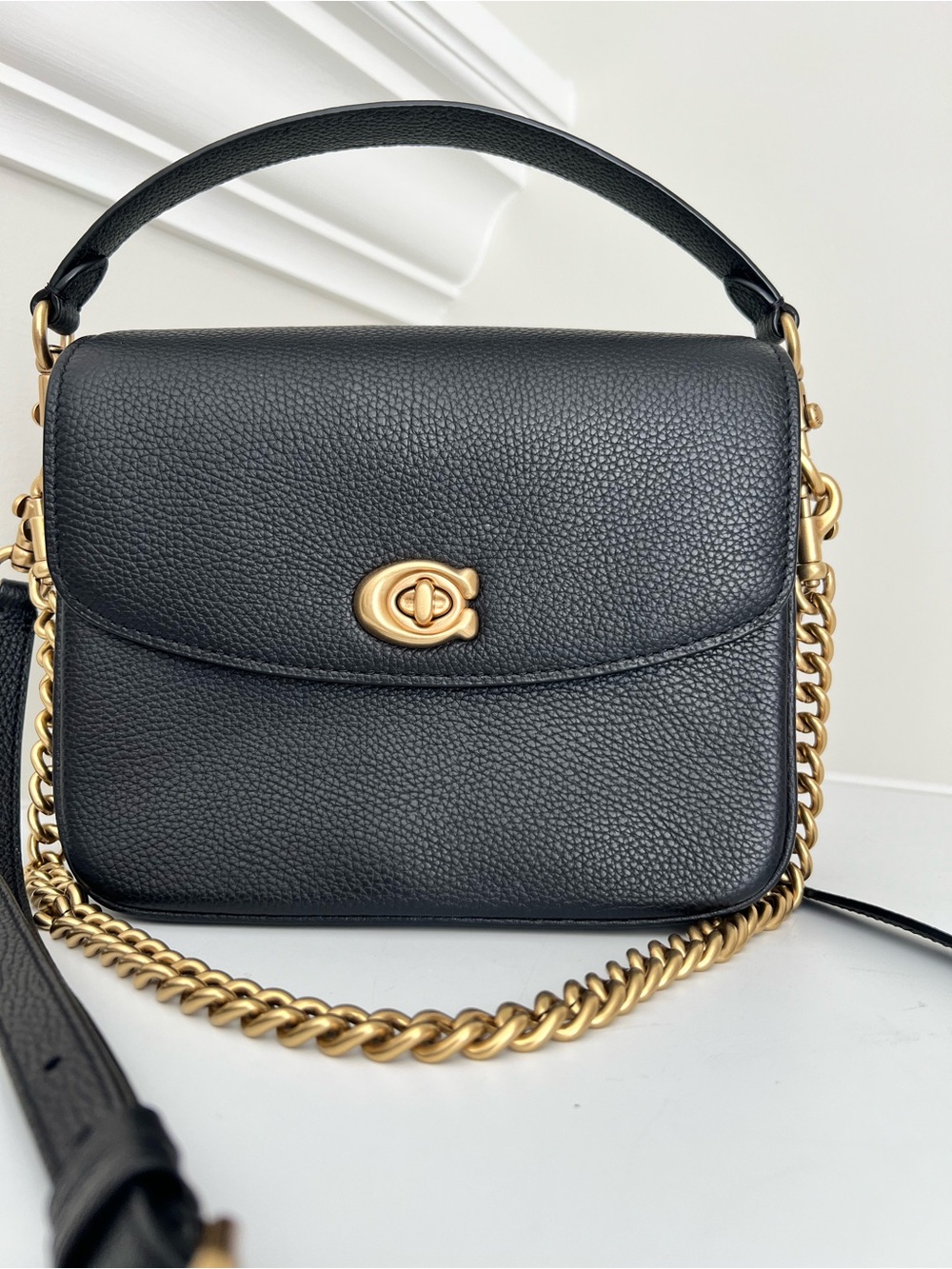Coach Black Pebbled Leather Shoulder Bag with Gold Hardware - Picture 2 of 15